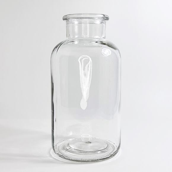 Vintage Pressed Clear Glass Wide Neck Rolled Rim Chunky Bottle Vase (EUC) - Picture 8 of 8